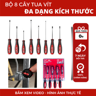 Tua vít 48-22-2708 Milwaukee, bộ 8 cây, tay cầm thoải mái, đa dạng kích thước, hàng chính hãng