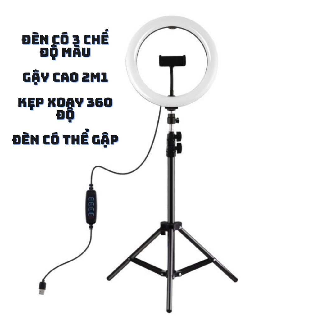 Đèn Livestream Full Phụ Kiện Gồm Chân Đèn Và Kẹp Điện Thoại Hỗ trợ Livestream Phun Xăm Make Up