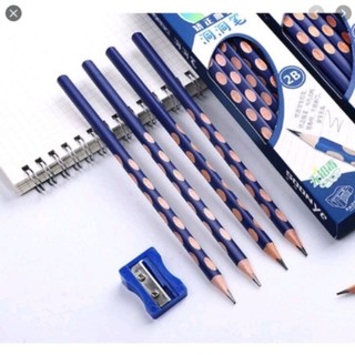 Hộp 12 bút chì 2B gỗ định vị tay cầm để tập luyện viết chữ cho học sinh tiểu học