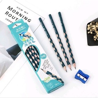 Hộp 12 bút chì 2B gỗ định vị tay cầm để tập luyện viết chữ cho học sinh tiểu học