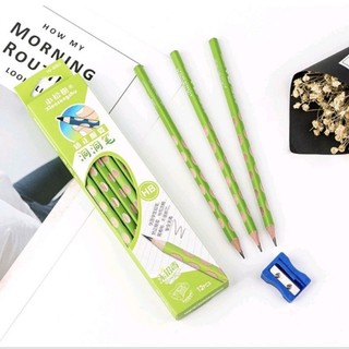 Hộp 12 bút chì 2B gỗ định vị tay cầm để tập luyện viết chữ cho học sinh tiểu học
