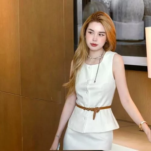 Set Áo Croptop 2 Dây Bản To Kèm Chân Váy Midi, Đầm Nữ Tiểu Thư 2 Dây Bảng To Chân Váy Dáng Xòe