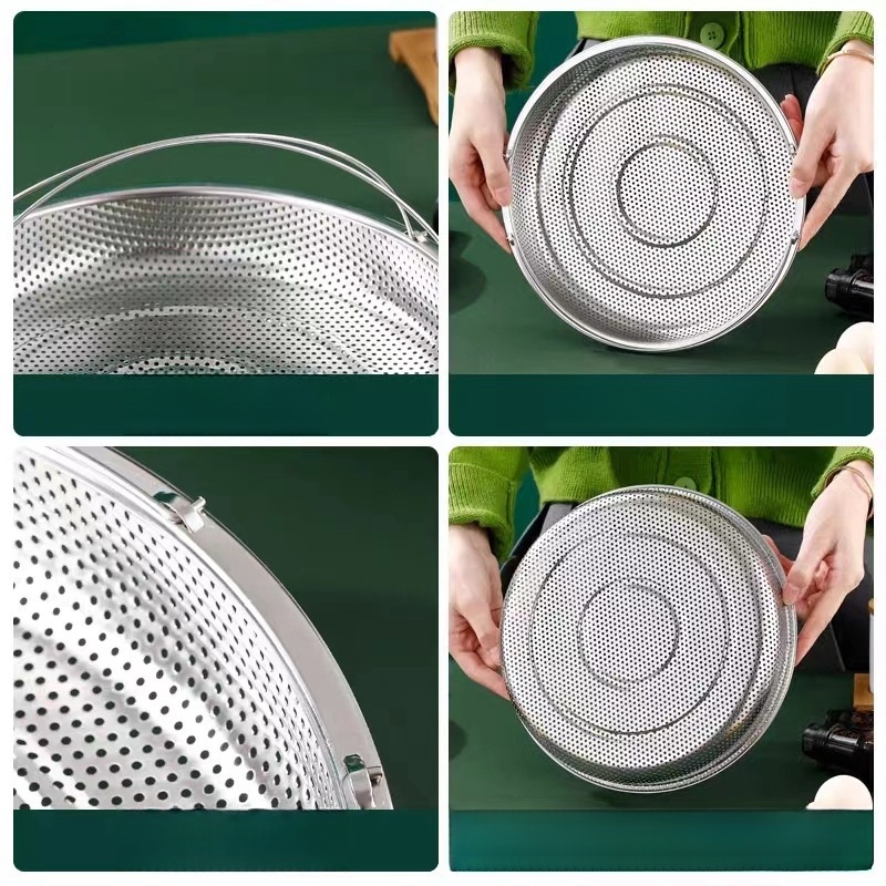 Vỉ Hấp Inox Kèm Chân Đế - Hấp Thức Ăn Bằng Thép Không Gỉ Đục Lỗ Thông Dụng Cho Gia Đình - Khay Hấp Đa Năng (   hot)