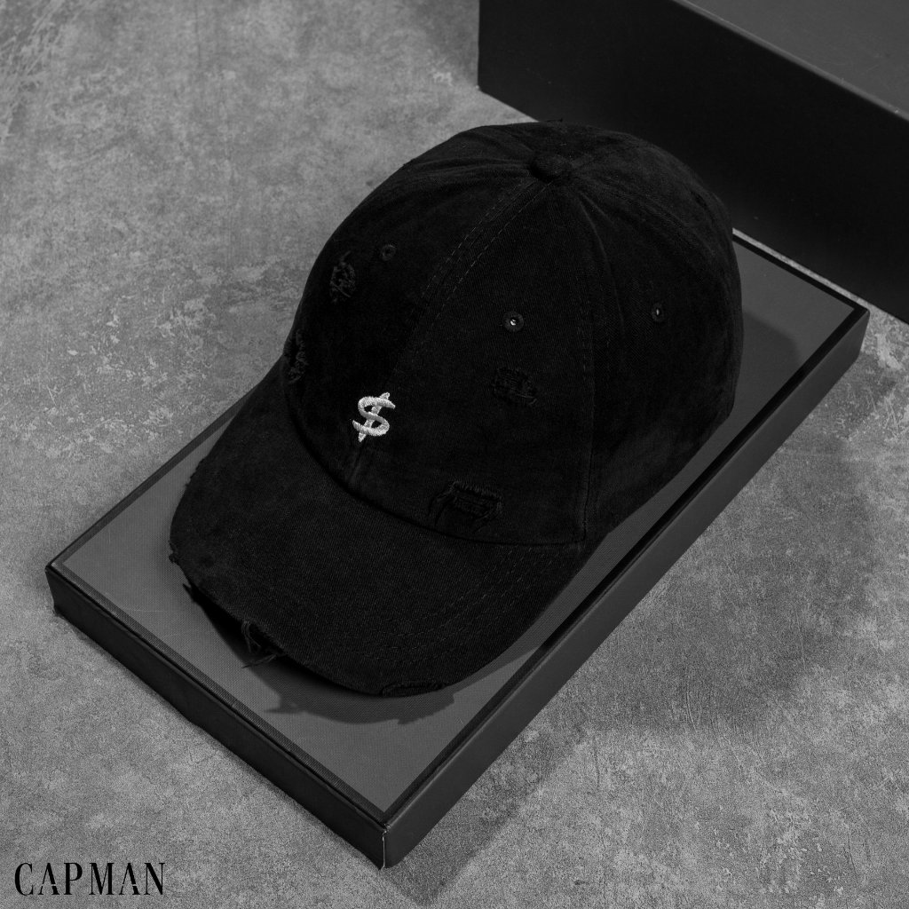 Ảnh Mũ lưỡi trai jean wash rách màu đen CAPMAN CLUB CM20 1