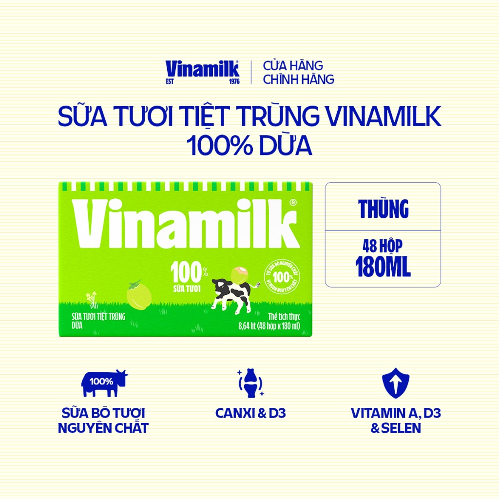 Ảnh Thùng 48 Hộp Sữa tươi tiệt trùng Vinamilk 100% Dừa 180ml 2