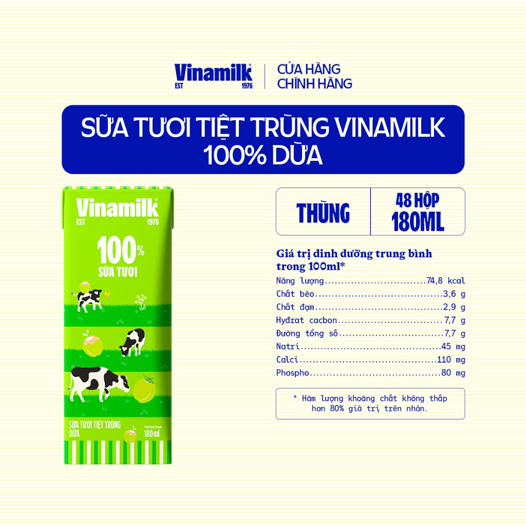 Ảnh Thùng 48 Hộp Sữa tươi tiệt trùng Vinamilk 100% Dừa 180ml 3