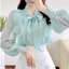 Áo sơ mi nữ tơ bèo vai, áo sơ mi cách điệu nơ cổ 2 lớp A1852 Kymie