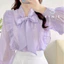 Áo sơ mi nữ tơ bèo vai, áo sơ mi cách điệu nơ cổ 2 lớp A1852 Kymie