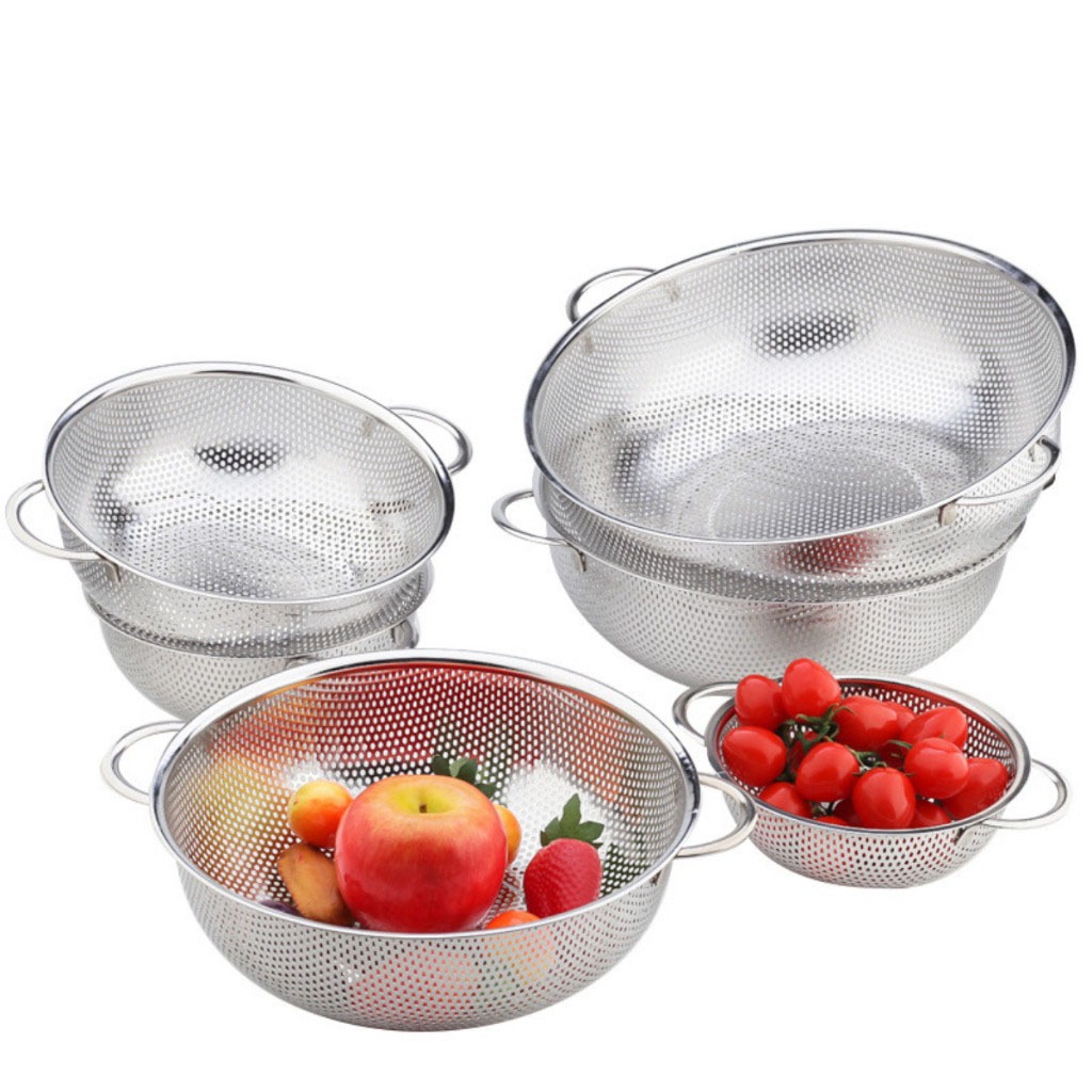 Rổ Inox 2 quai dày có chân ráo nước hàng xuất Nhật Bản Inox Không gỉ ...