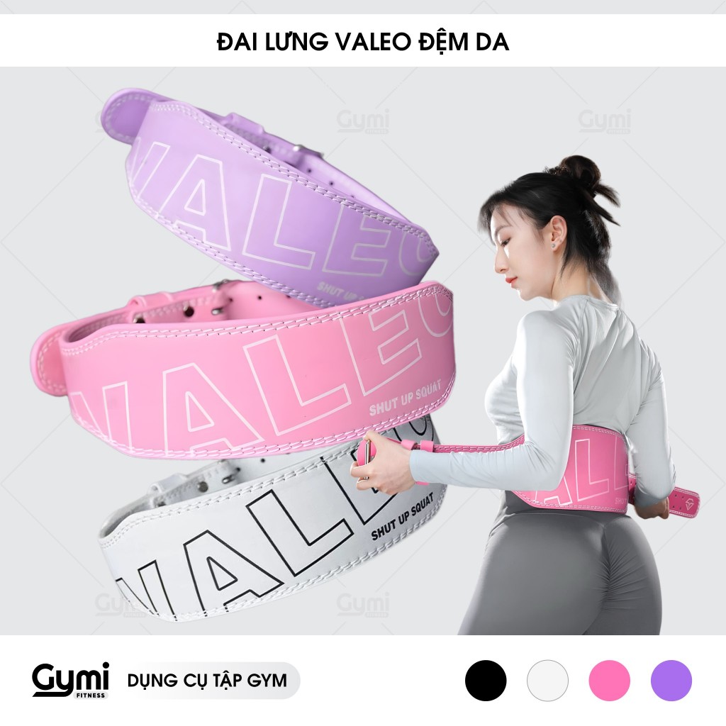 Đai Lưng Da Valeo Có Màu Đệm Mềm - Luyện Tập Thể Hình, Thể Thao - Hỗ Trợ Squat, Tập Tạ - DL-ValeoDemMau