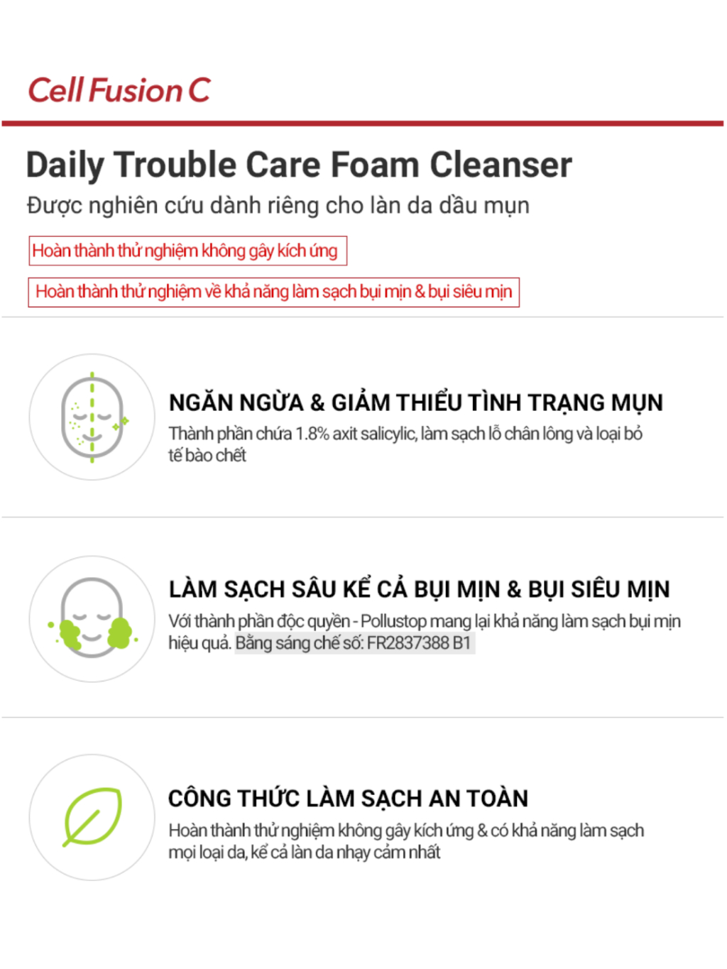 Ảnh Sữa Rửa Mặt Kiểm Soát Nhờn Mụn Cell Fusion C Daily Trouble Care Foam Cleanser 130ML 1