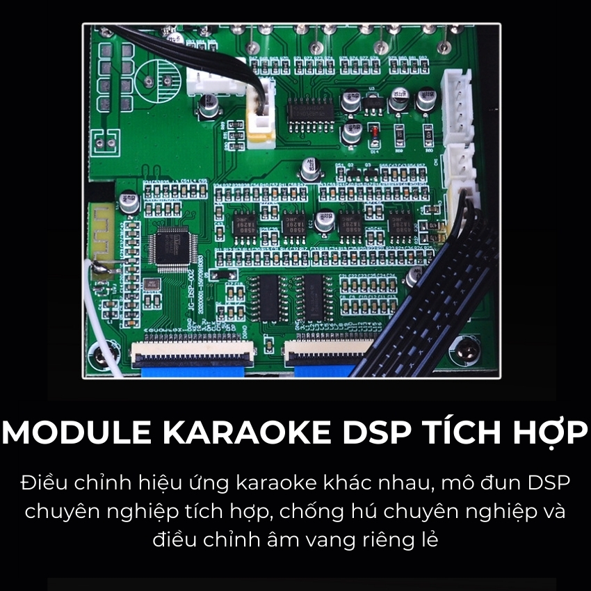 Đẩy liền vang Gunssi DSP-300 công suất lớn  kèm micro - Kết nối bluetooth nghe nhạc , hát karaoke cực hay, chống hú tốt