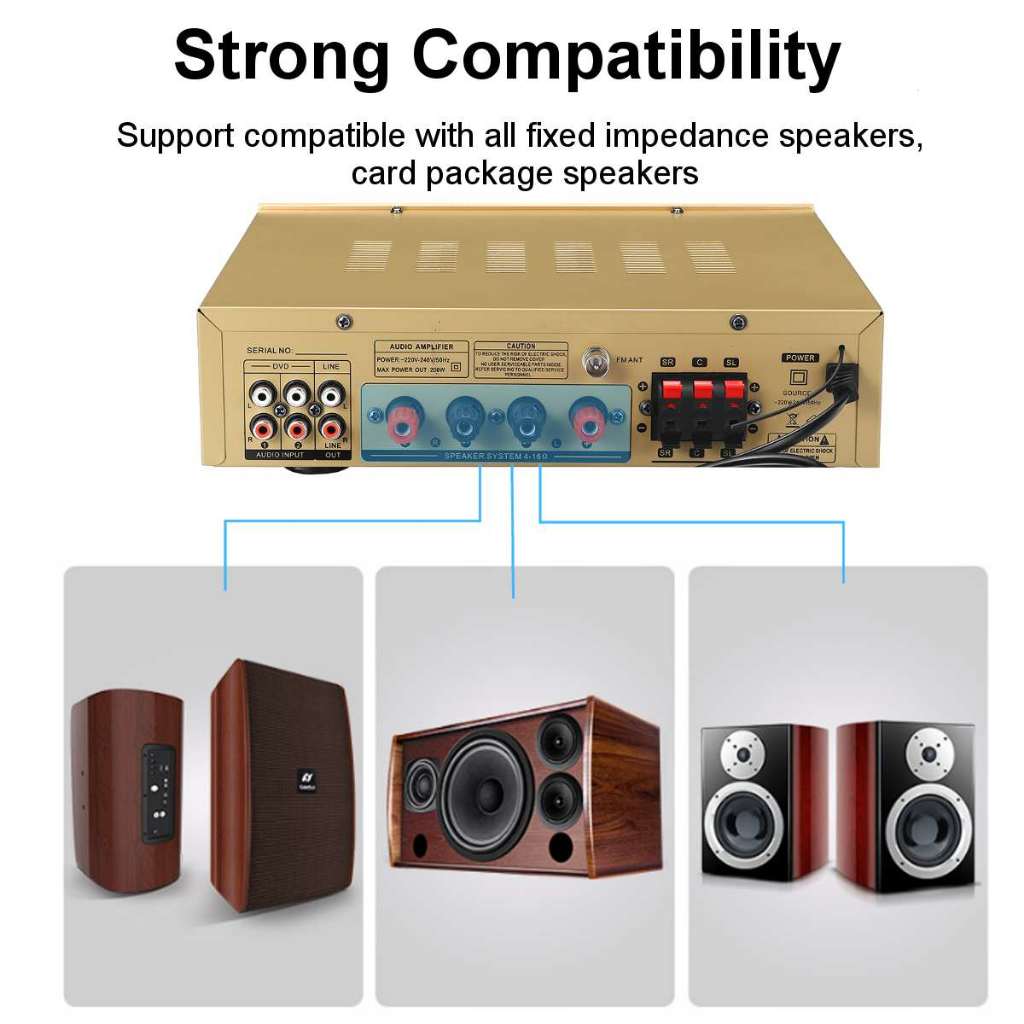 Amply Sunbuck AV 338ST Amply karaoke bluetooth công suất cao 300W HIFI kỹ thuật số âm thanh stereo loa vali 5 kênh