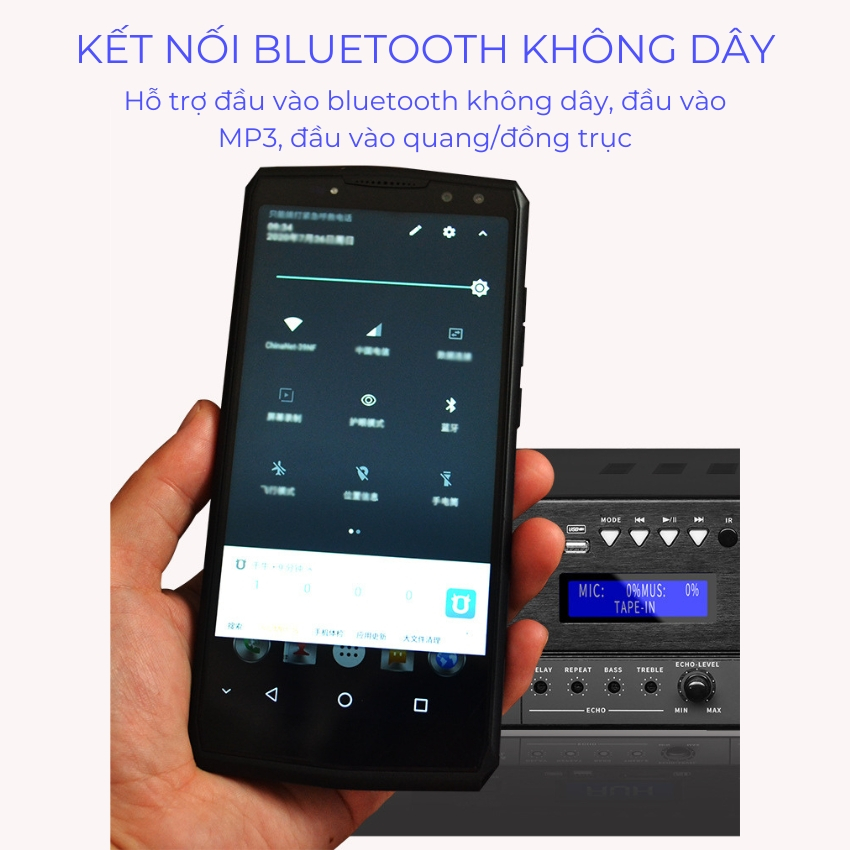 Đẩy liền vang công suất lớn Gunssi KA 5100 - Âm ly karaoke bluetooth công suất lớn, hát karaoke nghe nhạc chất