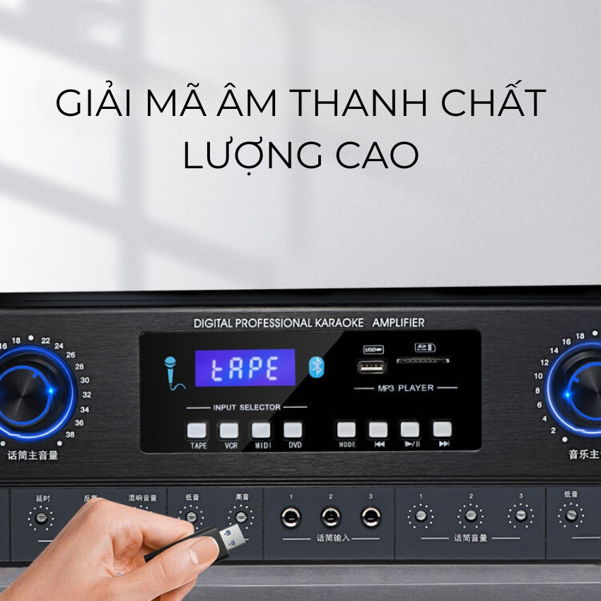 Đẩy liền vang Gunssi AV 330 - Amply âm ly karaoke gia đình 12 sò công suất khủng 1000W - Bảo hành 12 tháng