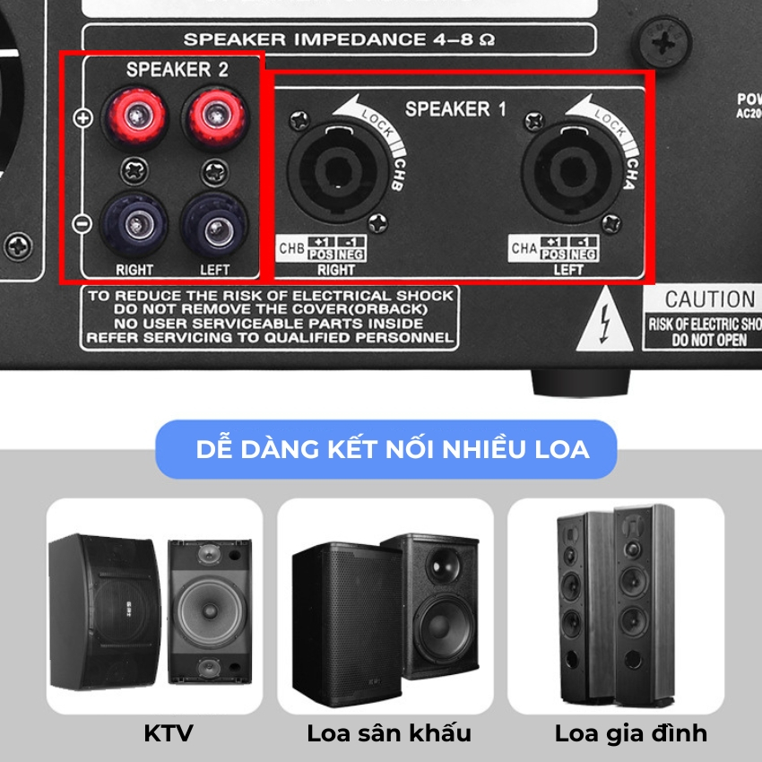 Đẩy liền vang Gunssi AV 330 - Amply âm ly karaoke gia đình 12 sò công suất khủng 1000W - Bảo hành 12 tháng