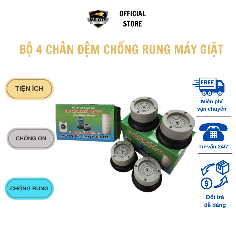 Bộ 4 chân Đệm Chống Rung Máy Giặt Đa Năng Giúp Tăng Tuổi Thọ Máy, Chống ...