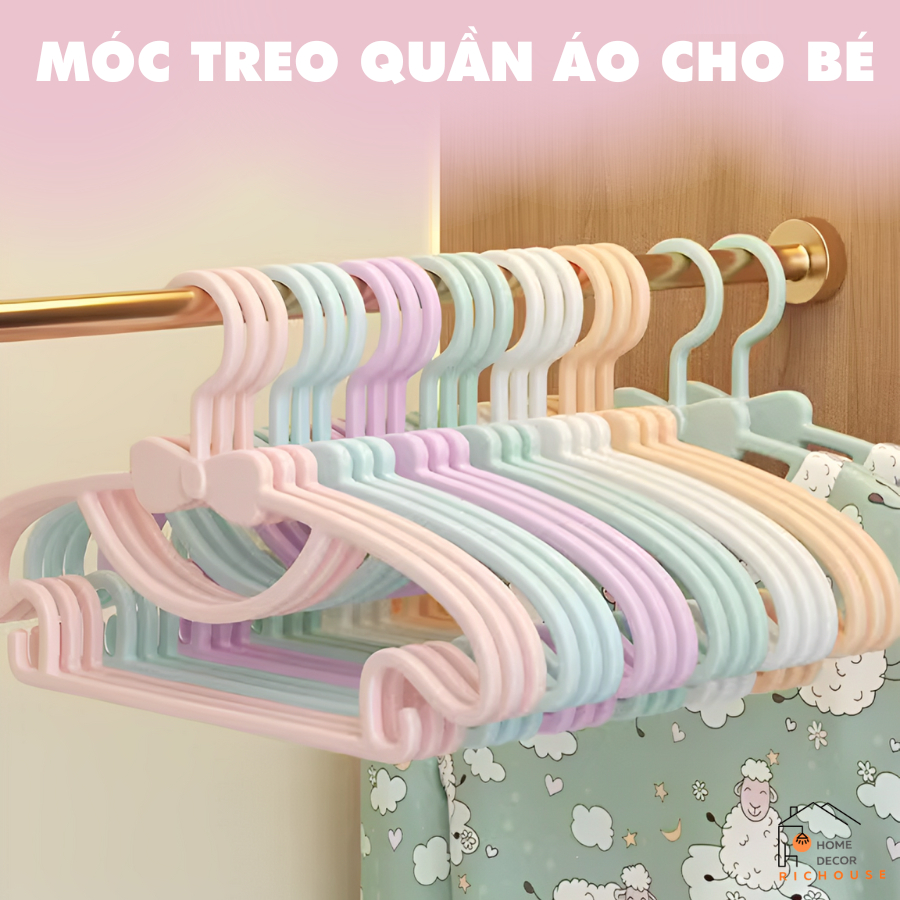 Móc Treo Quần Áo Em Bé Combo 40 Chiếc Móc Phơi Đồ Trẻ Sơ Sinh Chất Liệu Nhựa PP An Toàn Cho Bé