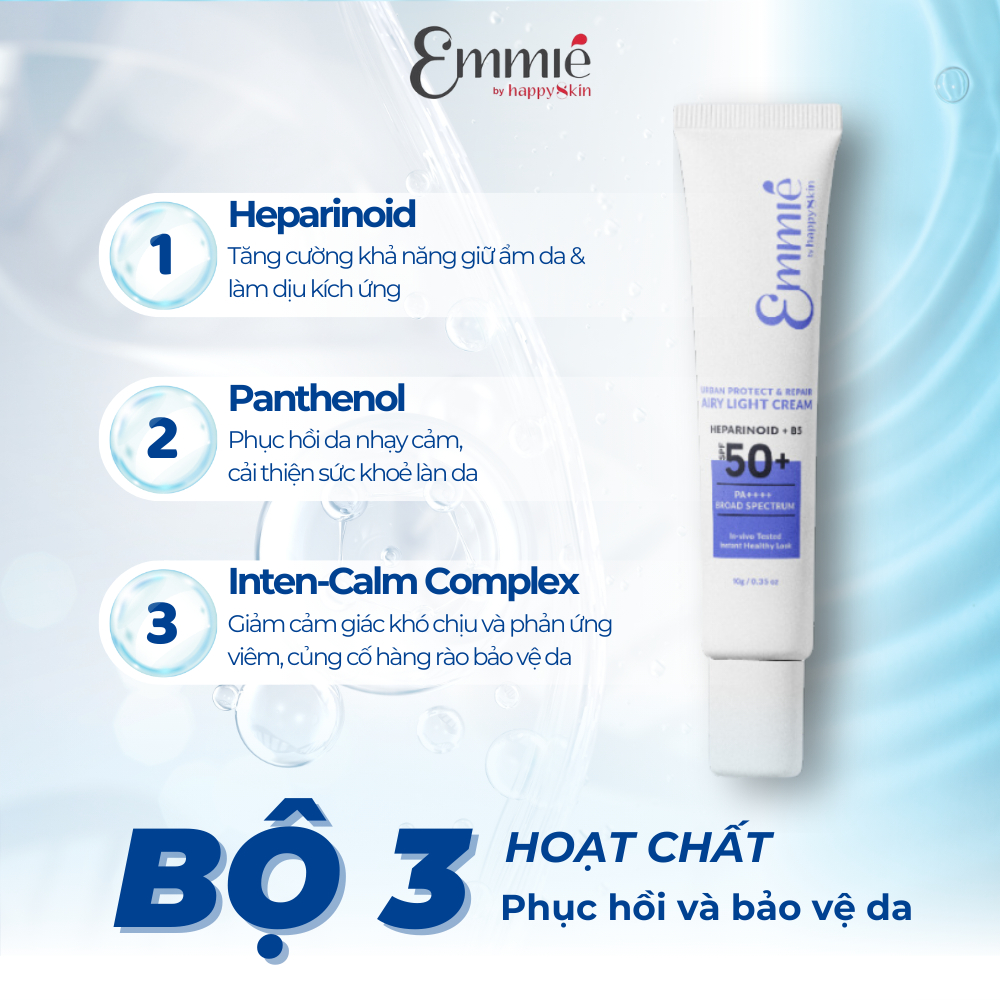 Ảnh Kem Chống Nắng Phục Hồi Urban Protect & Repair Airy Light Cream SPF50+ PA++++ 10ml Emmié By Happyskin 3