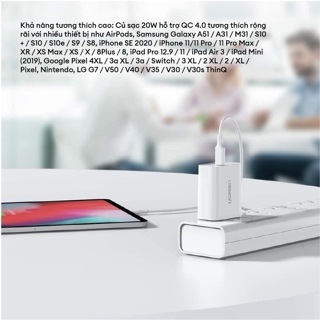 Ảnh Củ sạc Nhanh JISULIFE X UGREEN 20W CD137 QC4.0 QC3.0| USB Type C| Sạc Nhanh PD 3