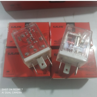 Combo 4 Rơ le xi nhan 3 chân UUS đỏ, rơ le nháy 3 chân UUS điện 12v và 24v.
