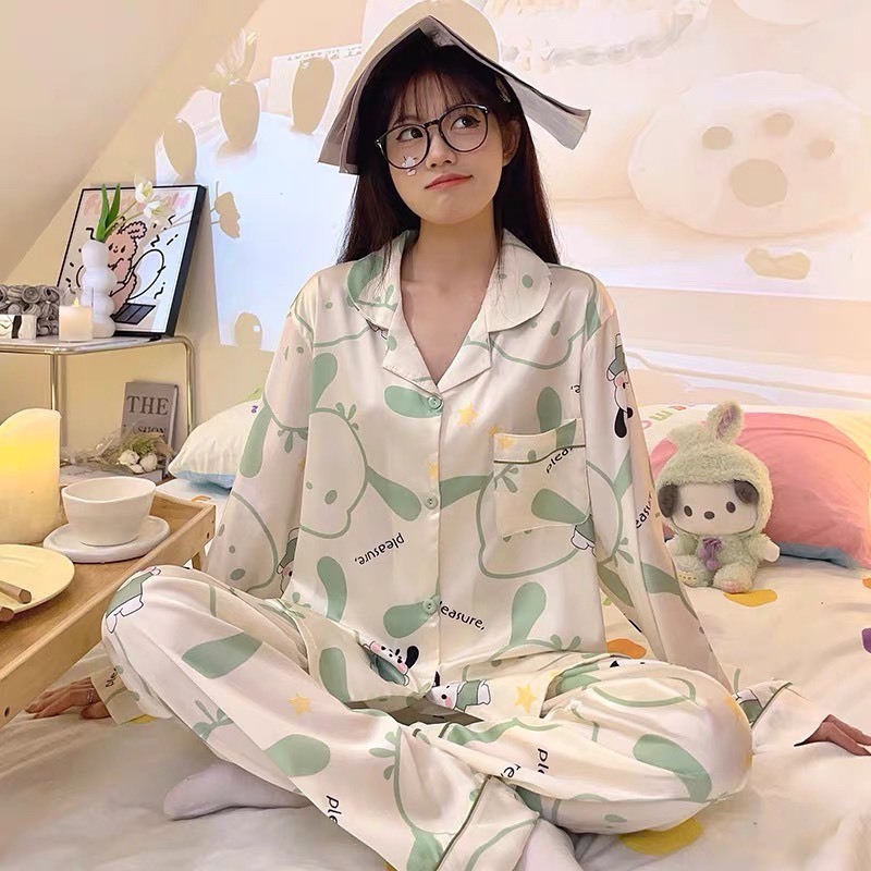 Bộ pijama nữ Tay Dài cute, đồ bộ mặc nhà pijama họa tiết xinh cute đang yêu  tay dài quần dài