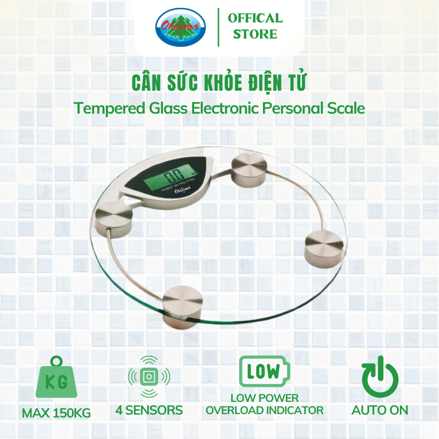 Ảnh Cân Sức Khỏe Điện Tử Cá Nhân Kính Cường Lực Ohiama Tempered Glass Electronic Personal Scale HM DB007 2