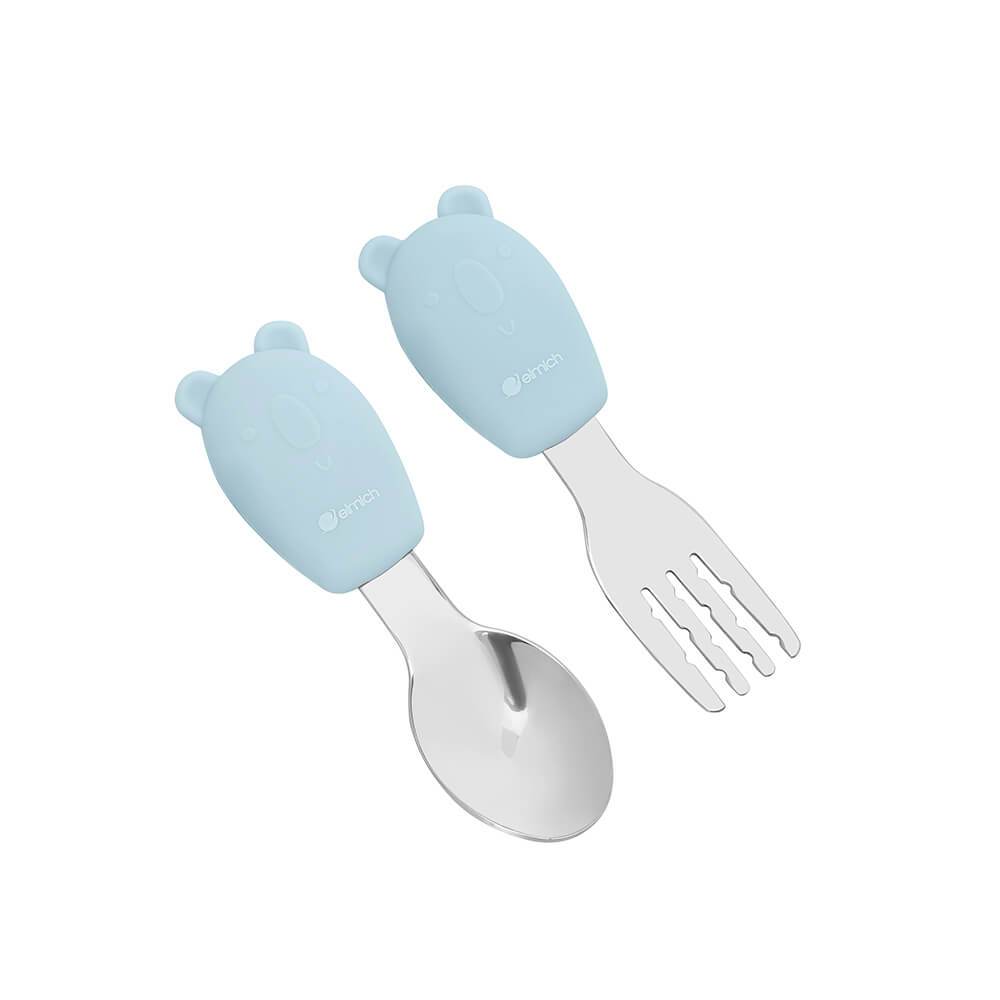 Bộ thìa dĩa cho bé bằng silicon, inox 304 Elmich Babycare EL-0005TD2