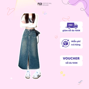 Chân váy Jeans dáng dài và chân váy bò cạp cao tôn dáng siêu đẹp hottrend Minbin