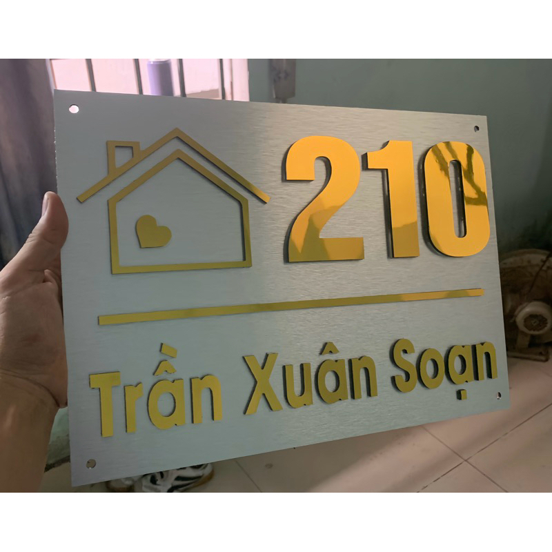 Biển, bảng số nhà Alu phũ nhôm cao cấp, số nổi. Ngoài Trời Bền đẹp. thiết kế theo yêu cầu( dán keo hoặc treo tường)