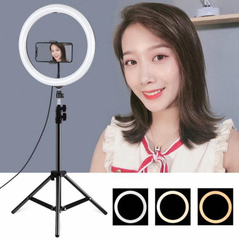Đèn livestream 26 30 33 36cm có 3 màu ánh sáng hỗ trợ chụp ảnh quay video chuyên nghiệp