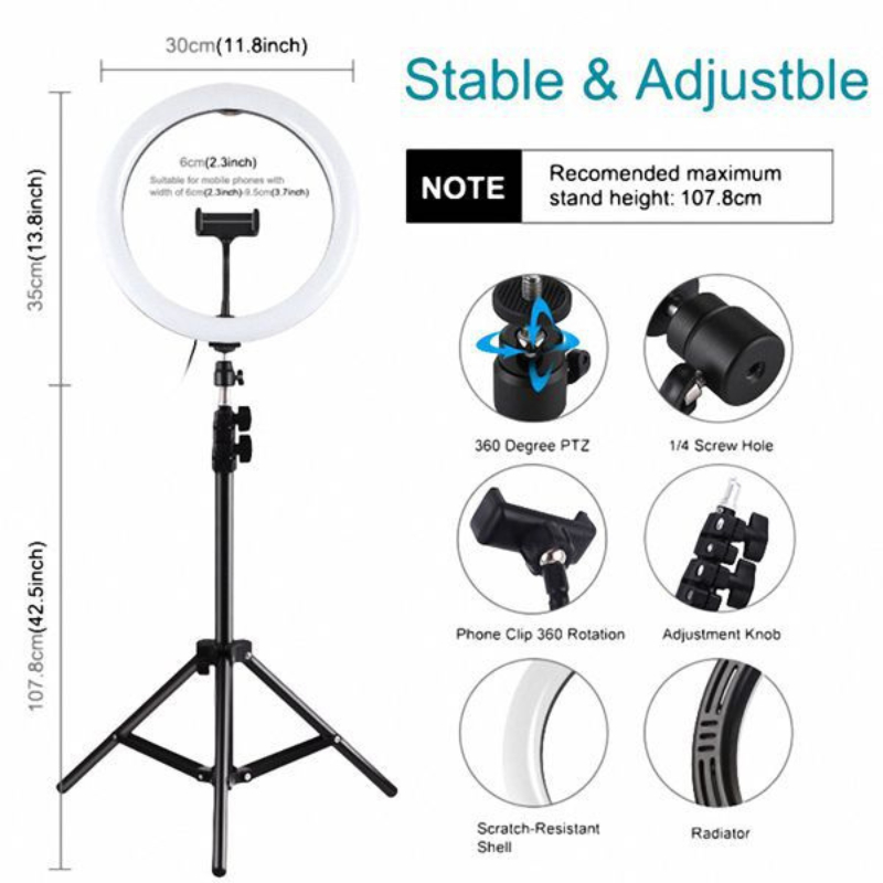 Đèn livestream size 26cm chuyên hỗ trợ ánh sáng, chụp ảnh, quay video, livestream, sắc nét