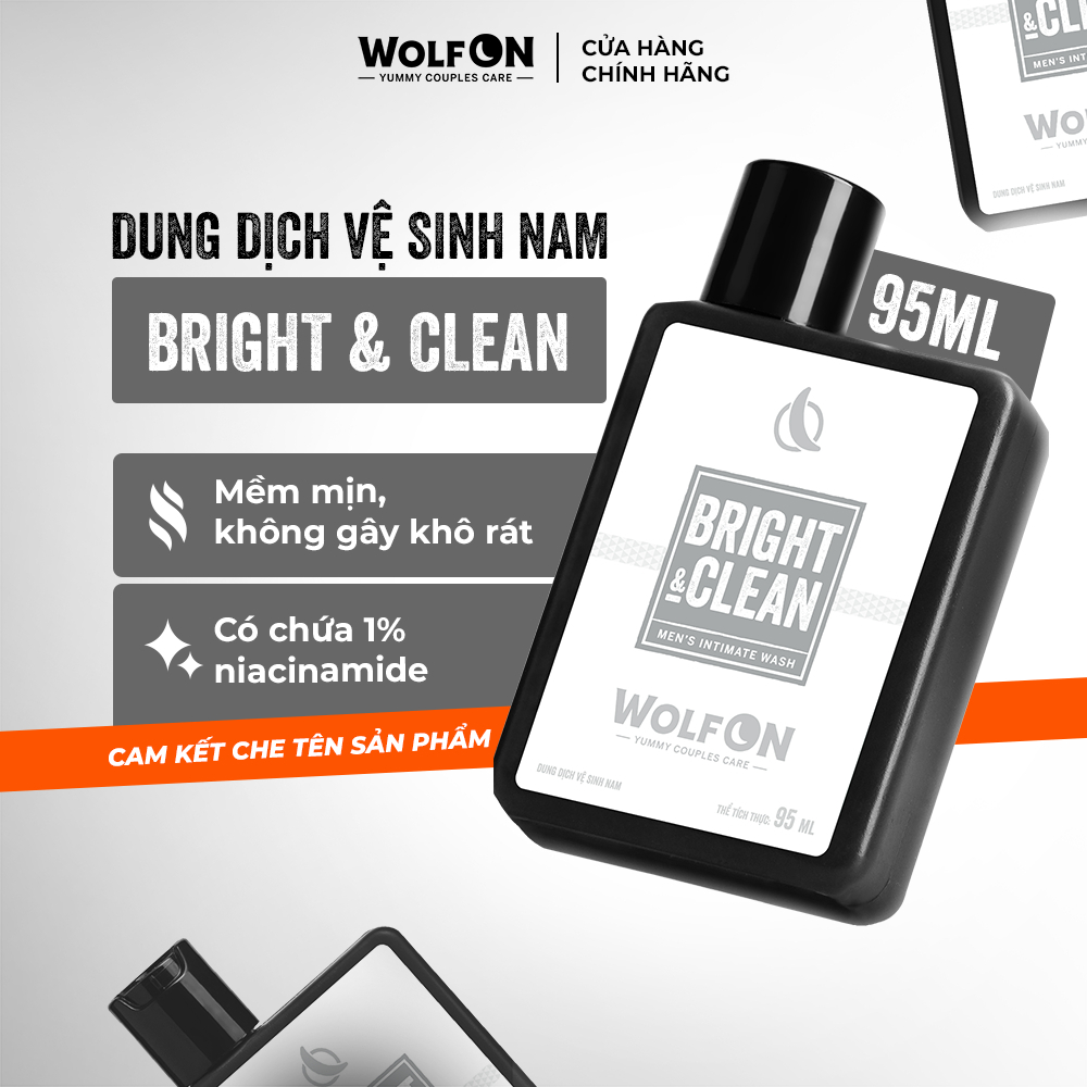Ảnh Dung Dịch Vệ Sinh Nam Giới Wolf ON Bright & Clean Dưỡng Sáng 1% Niacinamide Sạch Thơm Nam Tính 95ml 3
