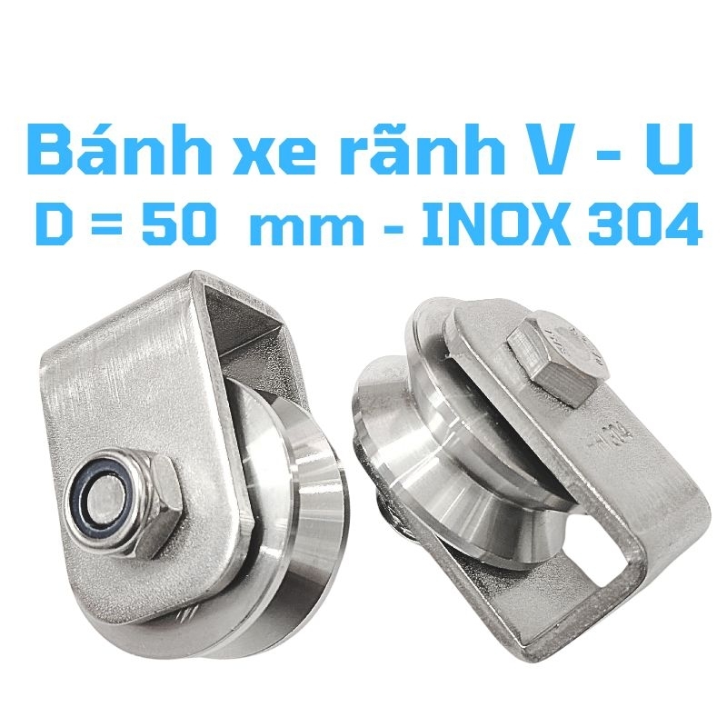 Bánh xe cổng lùa ray V, ray U Inox 304 - phi 50 mm, phi 60 mm (1 cái ...