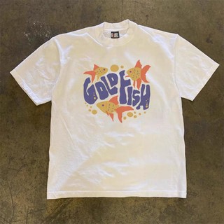 Áo Phông Cổ Tròn Nam Nữ Đẹp Phối Chữ GOLD FISH  Sành Điệu,Chất Liệu Cotton Mềm Mịn Thấm Hút Mồ Hôi Cực Tốt
