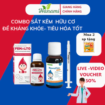 Combo sắt kẽm cho bé Femalto sắt cho bé, NovoZinC kẽm cho bé, giúp tăng đề kháng, ăn ngon cho bé shop Hanami