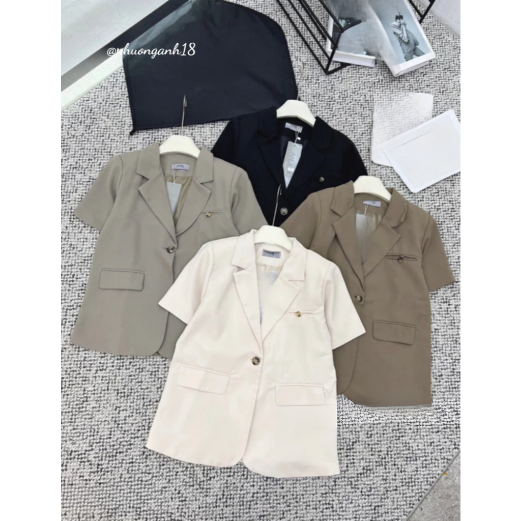 Áo blazer vest cộc tay có đệm vai tông màu basic phong cách hàn quốc A120