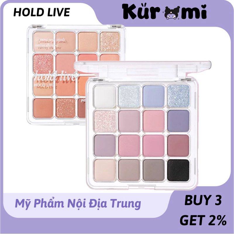 [HỎA TỐC] Bảng phấn mắt Hold live16 ô Sunset Magic HOLD LIVE  Tone Hồng Lạnh Nhũ Mắt Mịn Lì kuromi cosmetic HL716 HL630