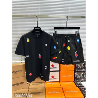 Bộ Dsq Nam Nữ Chất Cotton Cao Cấp Hoạ Tiết Cún Chữ Icon - SET Bộ Nam Mùa Hè In CHữ Icon Cao Cấp Chất Siểu Thoáng Mát