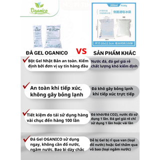 Đá gel giữ lạnh chườm lạnh OGANICO - Đá khô giữ lạnh thực phẩm, giữ nhiệt lạnh, trữ sữa mẹ, làm mát áo điều hòa