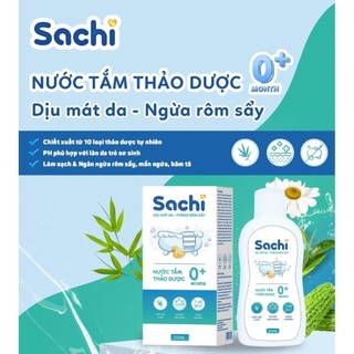 Combo 2 Nước tắm thảo dược SACHI dịu mát da, phòng rôm sảy, mẩn ngứa, hăm tã, bảo vệ làn da cho bé chai 250ml