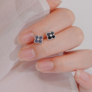 Khuyên tai bạc nữ LAMY Tiny Four Leaf Earrings Silver 3201 - Khuyên tai bạc ta