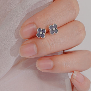 Khuyên tai bạc nữ LAMY Tiny Four Leaf Earrings Silver 3201 - Khuyên tai bạc ta