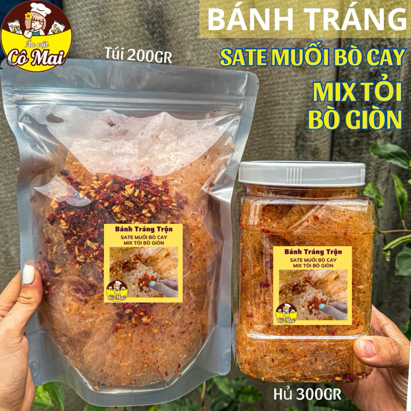 Bánh Tráng Trộn Sate Muối Bò Cay Mix Tỏi Bò Giòn – Ăn Vặt Cô Mai – Snack Food