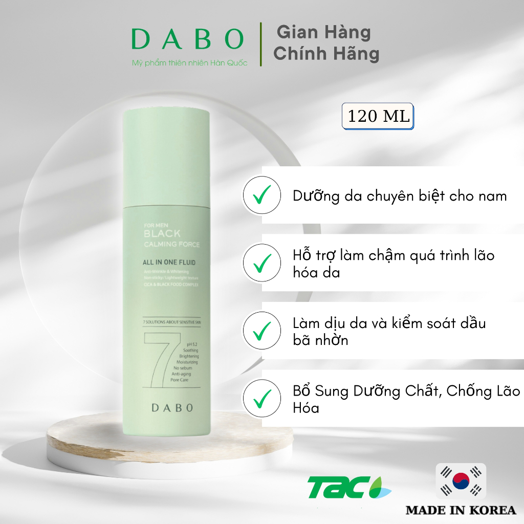 Ảnh Tinh chất dưỡng da cho nam cao cấp DABO FOR MEN BLACK CALMING FORCE ALL IN ONE FLUID 120ML 2
