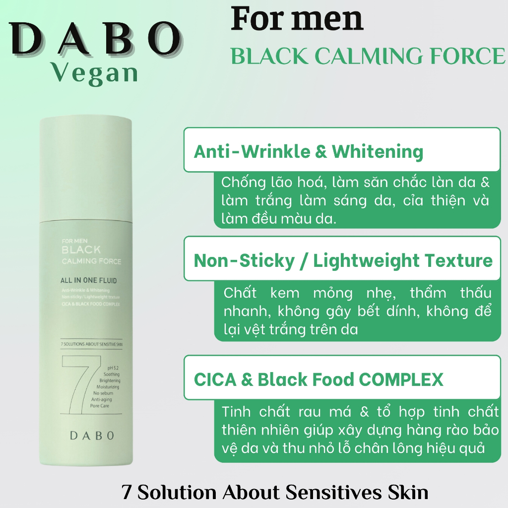 Ảnh Tinh chất dưỡng da cho nam cao cấp DABO FOR MEN BLACK CALMING FORCE ALL IN ONE FLUID 120ML 3