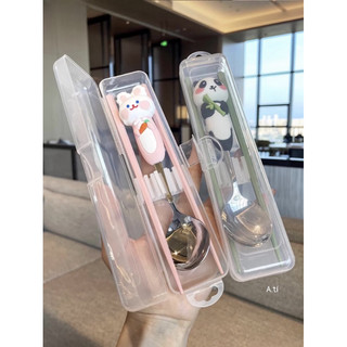 Set thìa đũa ăn cho bé hình thú cực cute bằng inox không rỉ