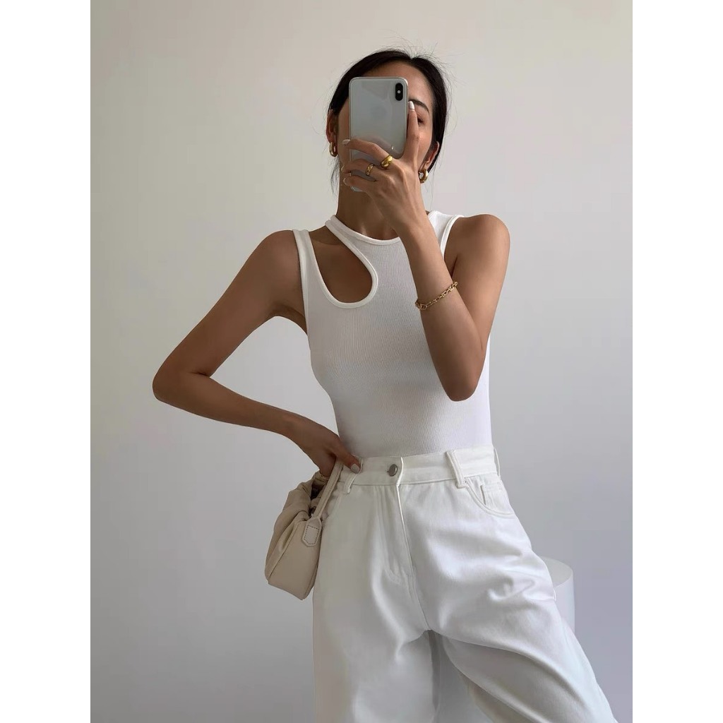 Áo ba lỗ nữ Sicily áo sát nách nữ ôm body cổ tròn khoét vai ABLKV28