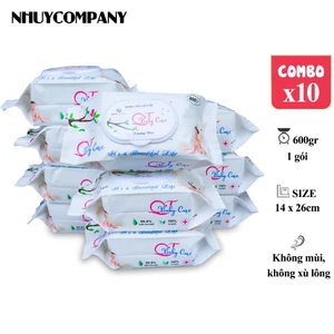 khăn ướt cao cấp không mùi QT Baby Care không paraben không chất bảo quản - Gói 600g