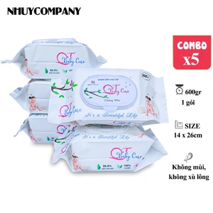 khăn Uớt Cao Cấp Không Mùi QT Baby Care gói to, tờ lớn, không paraben, an toàn cho trẻ sơ sinh
